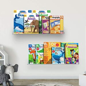 Weiai Clear Acrylic Shelf 15" Invisible Floating Wall Ledge Bookshelf, Kids Book Display Shelves Wall Mounted (15 Inch 2Pack)