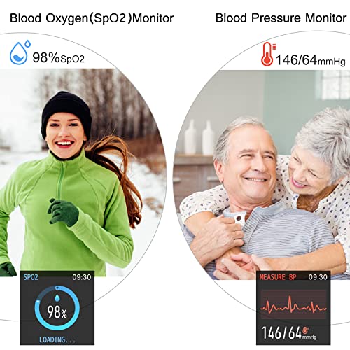 Popglory Smart Watch, Smartwatch with Blood Pressure, Blood Oxygen Monitor, Fitness Tracker with Heart Rate Monitor, Full Touch Fitness Watch for Android & iOS for Men Women