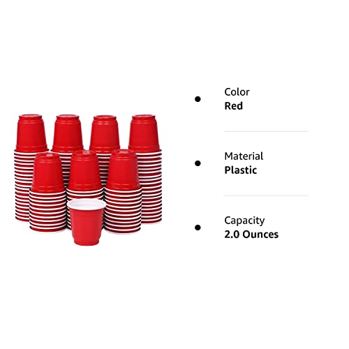 Zcaukya Mini Disposable Shot Cups, 2oz 120 Count Red Plastic Cups, Small Disposable 2oz Party Cups, Red