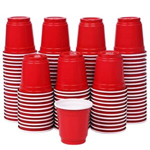 zcaukya mini disposable shot cups, 2oz 120 count red plastic cups, small disposable 2oz party cups, red