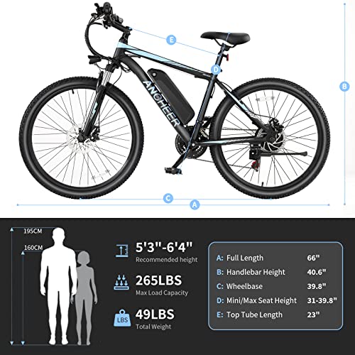 ANCHEER Electric Bike/Electric Mountain Bike 500W 26'' Commuter Ebike, Electric Bicycle with Removable 48V-7.8Ah Battery and LCD-Display