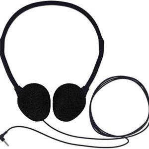 Bulk Over The Head Inexpensive Disposable Headphones Wholesale Lot Kids Individually Bagged for Schools, Libraries, Hospitals (1 Pack, Black)