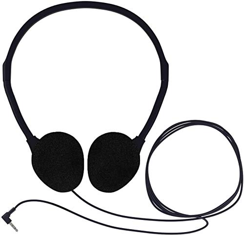 Bulk Over The Head Inexpensive Disposable Headphones Wholesale Lot Kids Individually Bagged for Schools, Libraries, Hospitals (1 Pack, Black)