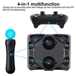 Hdiwousp PS4 Controller Charger Station,4 in 1 PS Motion Move Charging Station, Fast Charging Dock Station Wireless Multi Controller Compatible with PS4 VR Playstation 4 Slim Pro,with LED Indicator