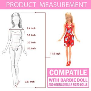 BM 41 Pieces Doll Clothes and Accessories for 11.5 Inch Girl Doll Include 15 Pcs Party Floral Dresses, 10 Pcs Shoes, 5 Pcs Bags, 11 Pcs Different Doll Accessories