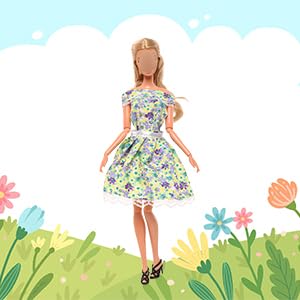 BM 41 Pieces Doll Clothes and Accessories for 11.5 Inch Girl Doll Include 15 Pcs Party Floral Dresses, 10 Pcs Shoes, 5 Pcs Bags, 11 Pcs Different Doll Accessories