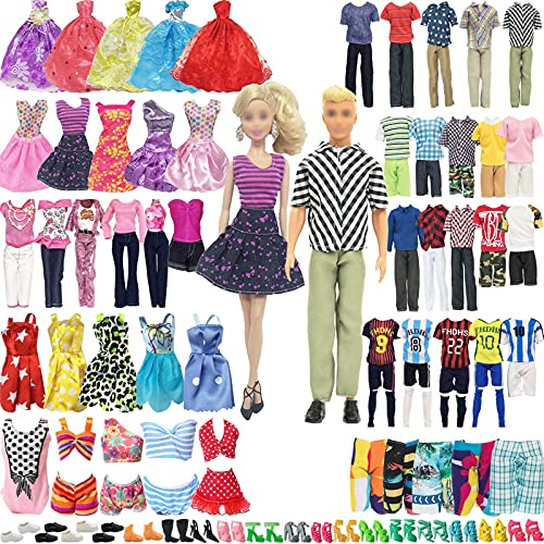 SOTOGO 56 Pieces Doll Clothes and Accessories for 11.5 Inch Girl Boy Doll Clothes Different Occasions Include 20 Sets Handmade Doll Dresses/Casual Clothes/Swimsuit/Sportswear and 18 Pairs Shoes