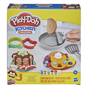play-doh kitchen creations flip 'n pancakes playset with 14 play kitchen accessories, preschool toys, kitchen toys for 3 year old girls and boys and up