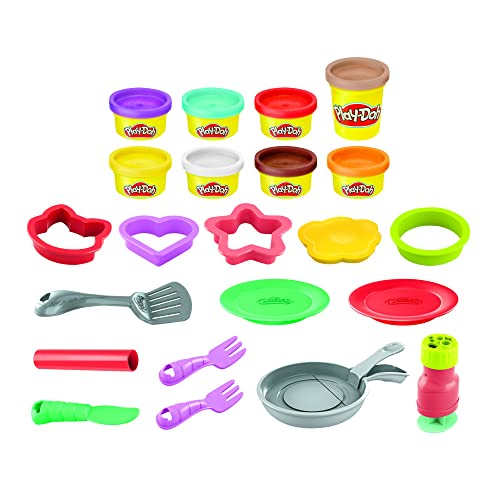 Play-Doh Kitchen Creations Flip 'n Pancakes Playset with 14 Play Kitchen Accessories, Preschool Toys, Kitchen Toys for 3 Year Old Girls and Boys and Up