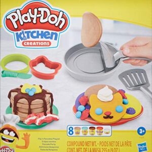 Play-Doh Kitchen Creations Flip 'n Pancakes Playset with 14 Play Kitchen Accessories, Preschool Toys, Kitchen Toys for 3 Year Old Girls and Boys and Up