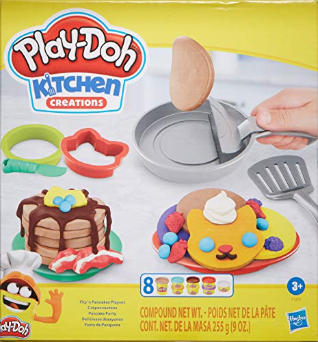 Play-Doh Kitchen Creations Flip 'n Pancakes Playset with 14 Play Kitchen Accessories, Preschool Toys, Kitchen Toys for 3 Year Old Girls and Boys and Up