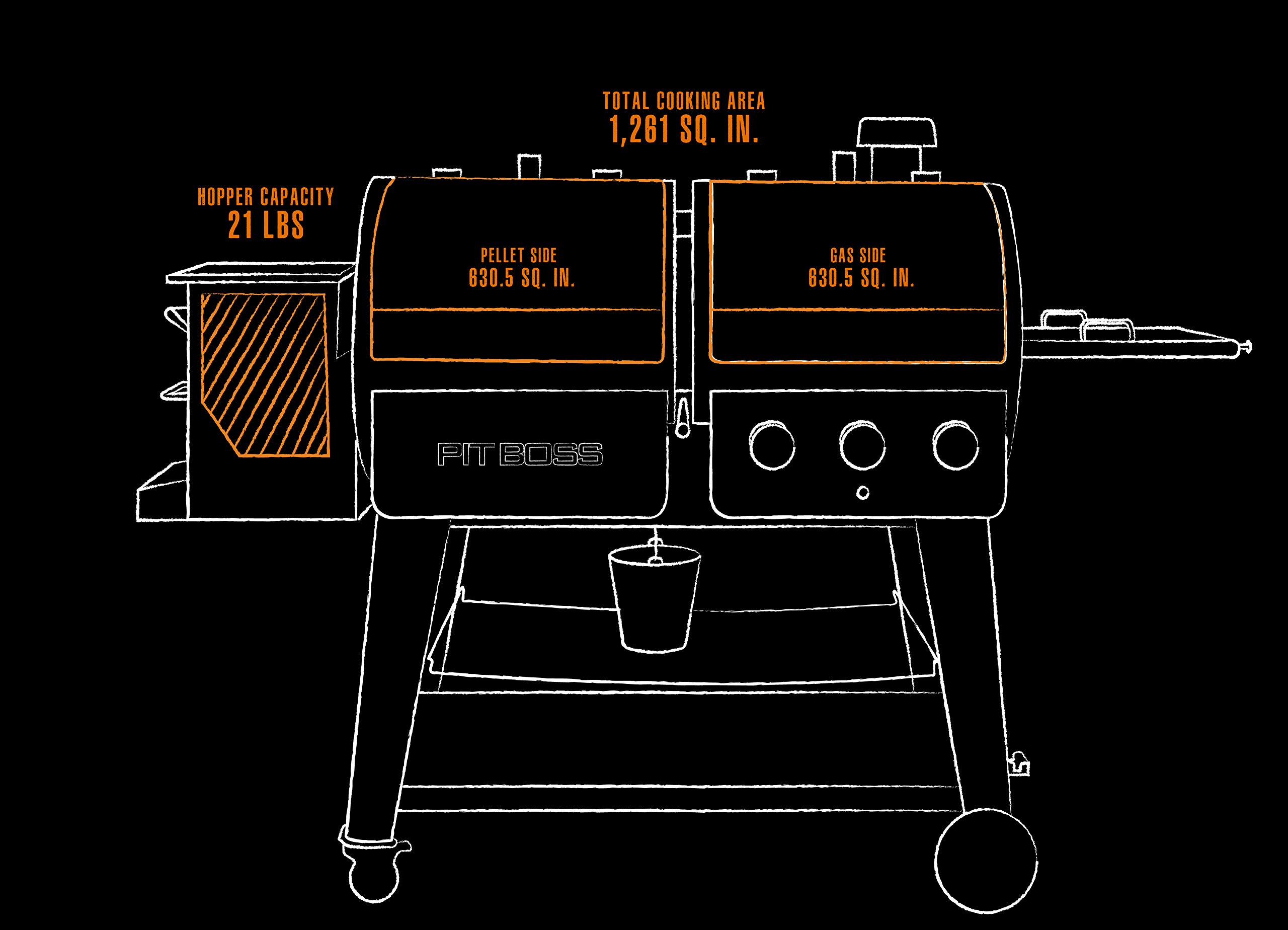 Pit Boss PB1230SP Wood Pellet and Gas Combo Grill, Black