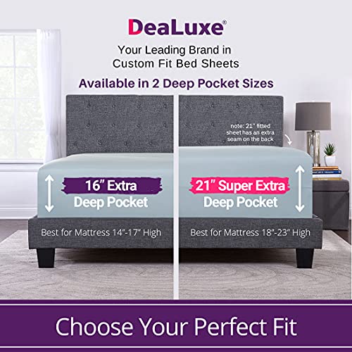 Extra Deep Pocket Queen Bed-Sheets – 4-Piece Includes: 18”-21” Inch Super Extra Deep Pocket Fitted Sheet – Oversize Flat Sheet – 2 Zipper Closure Pillowcases – Perfectly Fit – Queen Size – Light Blue