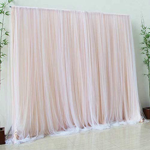 Champagne Tulle Chiffon Backdrop for Bridal Shower Wedding Ceremony Backdrops Curtains Newborn Baby Shower Backdrop Photo Booth Background Photography