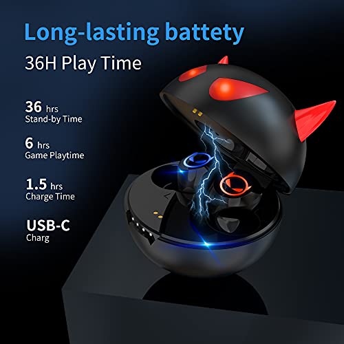 AMAFACE Ture Wireless Earbuds Gaming Bluetooth Earbuds Touch Control in-Ear Headphones with Charging Case Noise Reduction 36H Playtime Stereo Kids Earphones,no delay Sports Earbuds for iPhone/Android