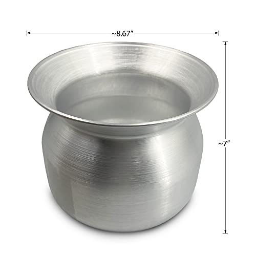 PANWA Sticky Rice Aluminum Cook Pot from Thailand - Genuine Replacement Pot for Traditional Steamer Crock, Family Size 8.67 Inch Standard Diameter (22 cm)