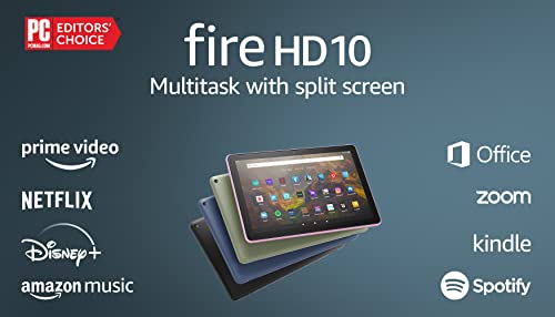 Amazon Fire HD 10 tablet, 10.1", 1080p Full HD, 32 GB, (2021 release), Lavender