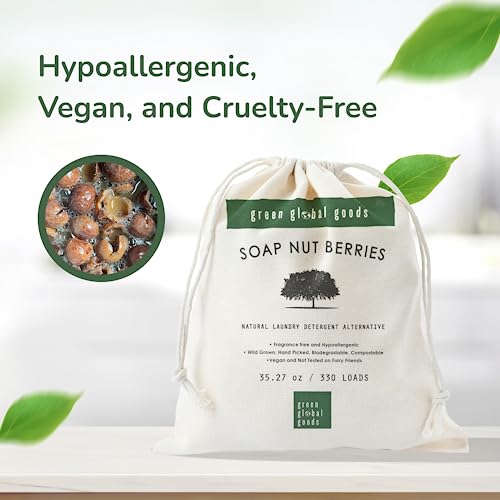 Soap Nuts Berries for Laundry 330 Loads Over 2.2 Lbs - Natures Alternative Soap Nuts Laundry Detergent with Burlap Backpack - Hypoallergenic & Unscented Laundry Soap Nuts Bulk - Natural & Eco-Friendly