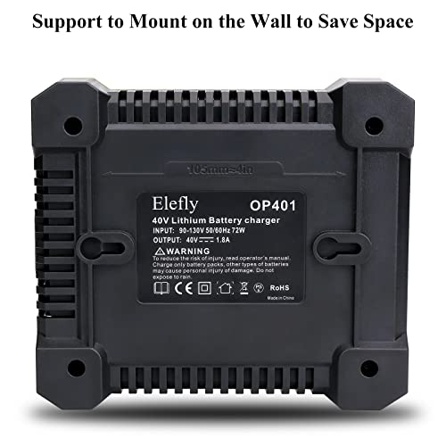 Elefly OP401 Replacement for Ryobi 40V Battery Charger OP404 ZROP401, Compatible with Ryobi 40V Lithium Battery OP40601 OP4050A OP4040 OP4026A OP40201 OP40261 OP4030 OP40301 OP40401 OP40501