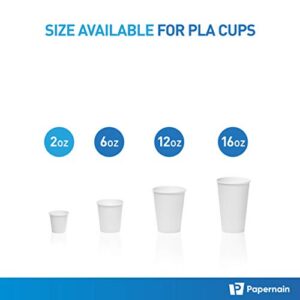 Papernain [2 oz, 50-Count, PLA White] Compostable Paper Disposable Bath Cups, Mouthwash Cups, Bathroom Cups