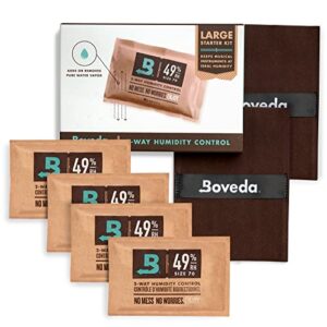 boveda large starter kit for music: 2 double fabric holders – 4 standard size 49% rh boveda for a wooden instrument – improves efficiency of boveda two-way humidity control in an instrument case