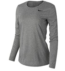 nike women's legend l/s t sp20 top - carbon heather/carbon heather/black - xl