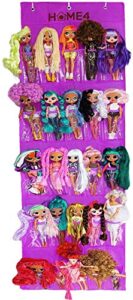 home4 hanging over the door storage organizer holder compatible with surprise toys dolls omg bar bie lol (purple)