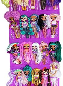 HOME4 Hanging Over The Door Storage Organizer Holder Compatible with Surprise Toys Dolls OMG Bar bie LOL (Purple)