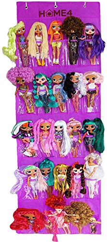 HOME4 Hanging Over The Door Storage Organizer Holder Compatible with Surprise Toys Dolls OMG Bar bie LOL (Purple)