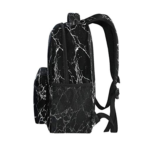 AUUXVA Backpack White Line Black Marble Print Travel Daypack Large Capacity Rucksack High School Book Bag Computer Laptop Bag for Girls Boys Women Men