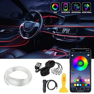 remote car led strip lights, multicolor interior car lights,16 million colors 5 in 1 ambient lighting kit with 236 inches fiber optic, function and wireless app control (5 in 1 app)