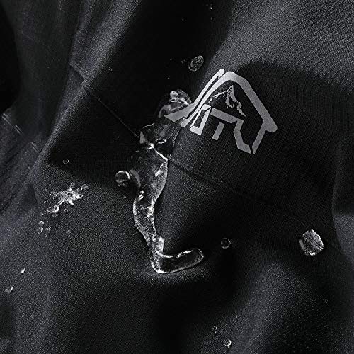 OTU Men's Lightweight Waterproof Hooded Rain Jacket Outdoor Raincoat Shell Jacket for Hiking Travel Black M