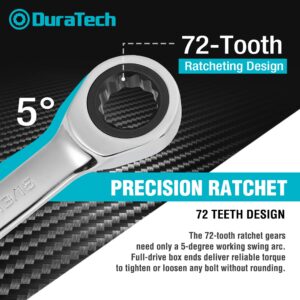 DURATECH Double Box End Ratcheting Wrench Set, SAE, 5-Piece, 5/16" to 7/8", CR-V Steel, with EVA Foam Tool Organizer