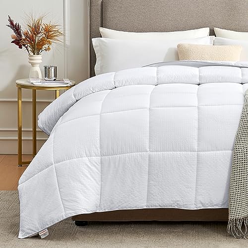 Homelike Moment Comforter Duvet Insert California King White Lightweight Down Alternative Bed Blanket All Season Microfiber- Summer Square Embossed Comforters