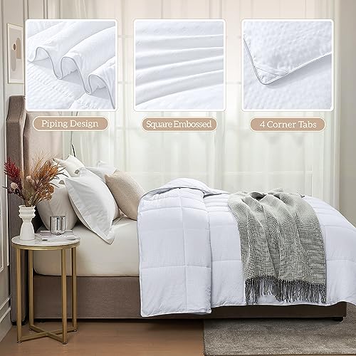 Homelike Moment Comforter Duvet Insert California King White Lightweight Down Alternative Bed Blanket All Season Microfiber- Summer Square Embossed Comforters