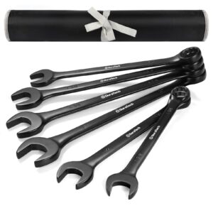 duratech jumbo combination wrench set, sae, 6-piece, 1-3/8'' to 2'', cr-v steel, black electrophoretic coating, with pouch