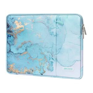 mosiso laptop sleeve compatible with macbook air/pro, 13-13.3 inch notebook, compatible with macbook pro 14 inch 2023-2021 a2779 m2 a2442 m1, polyester vertical watercolor marble bag, turquoise