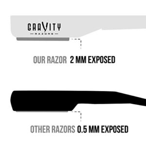 Professional Straight Razor - Ultra Exposed Straight Razor Kit with 10 Gravity Premium Blades, 2mm Exposed (Apollo13)