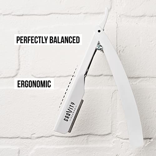 Professional Straight Razor - Ultra Exposed Straight Razor Kit with 10 Gravity Premium Blades, 2mm Exposed (Apollo13)