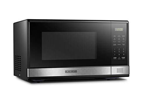 BLACK+DECKER EM031MB11 Digital Microwave Oven with Turntable Push-Button Door, 1000W,1.1cu.ft, Stainless Steel & 4-Slice Toaster Oven with Natural Convection, Stainless Steel, TO1760SS