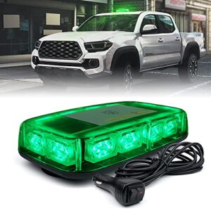 xprite 12" green led rooftop mini strobe light bar magnetic mount emergency safety warning caution flashing beacon lights for construction vehicles snow plow trucks postal mail cars