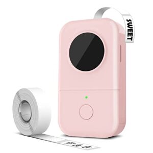 phomemo label maker machine with tape, d30 portable bluetooth label printer for storage, barcode, mailing, office, home, organizing, sticker maker mini label maker with multiple templates，pink