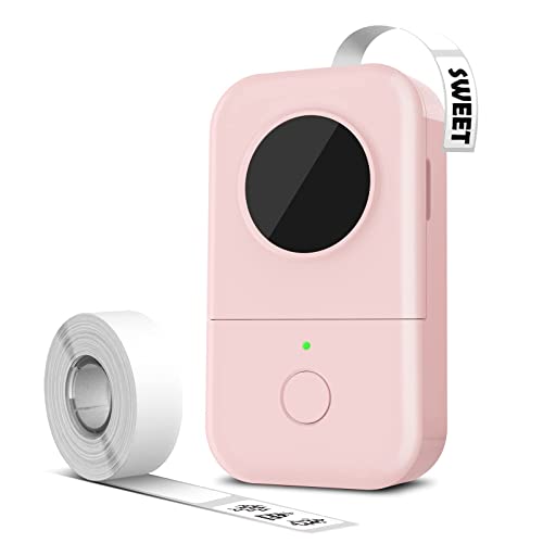 Phomemo Label Maker Machine with Tape, D30 Portable Bluetooth Label Printer for Storage, Barcode, Mailing, Office, Home, Organizing, Sticker Maker Mini Label Maker with Multiple Templates，Pink