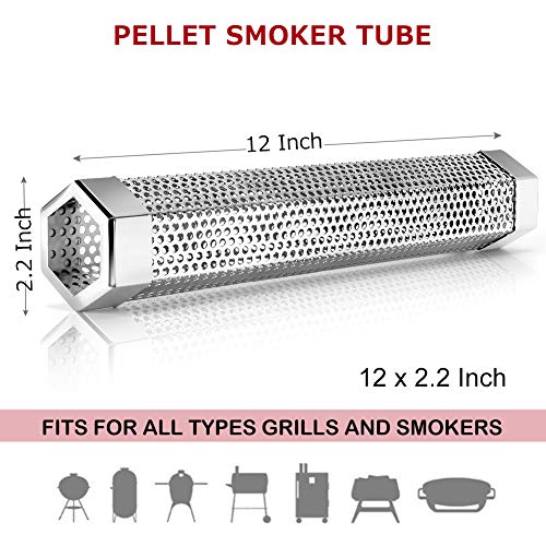 Realcook Pellet Smoker Tube 12-inch: Stainless Steel Wood Pellets Smoke Tube for Hot or Cold Smoking | BBQ Smoke Generator Tubes Works with any Grill and Smokers