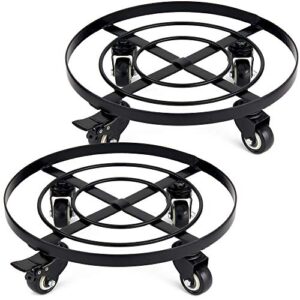 patio plant trivet with wheels | outdoor plant stand with wheels | rolling plant stand with casters heavy duty (44lbs capacity) | plant dolly with wheels | modern plant stand caddy (set 2)