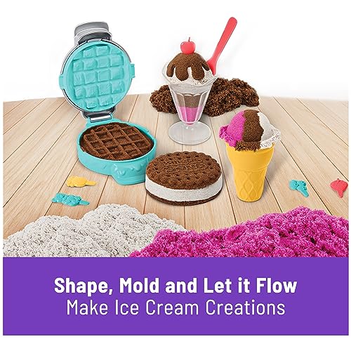 Kinetic Sand Scents, Ice Cream Treats Playset with 3 Colors of All-Natural Scented Play Sand and 6 Serving Tools, Sensory Toys for Kids Ages 3 and up