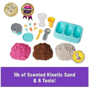 Kinetic Sand Scents, Ice Cream Treats Playset with 3 Colors of All-Natural Scented Play Sand and 6 Serving Tools, Sensory Toys for Kids Ages 3 and up