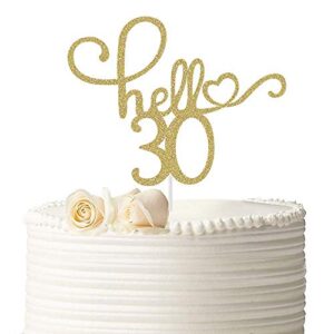 hello 30 cake topper - 30th birthday/wedding party decoration/30th birthday cake topper (gold glitter)