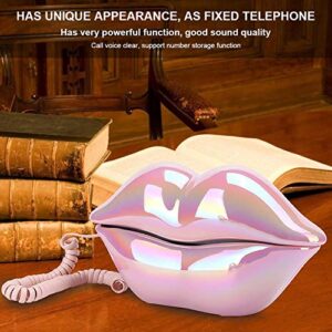 Lip Landline Phone, Electroplating Funny Lip Shape Telephone, Home Desktop Corded Fixed Telephone for Home Office Phones…