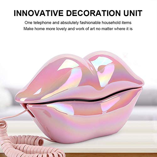 Lip Landline Phone, Electroplating Funny Lip Shape Telephone, Home Desktop Corded Fixed Telephone for Home Office Phones…